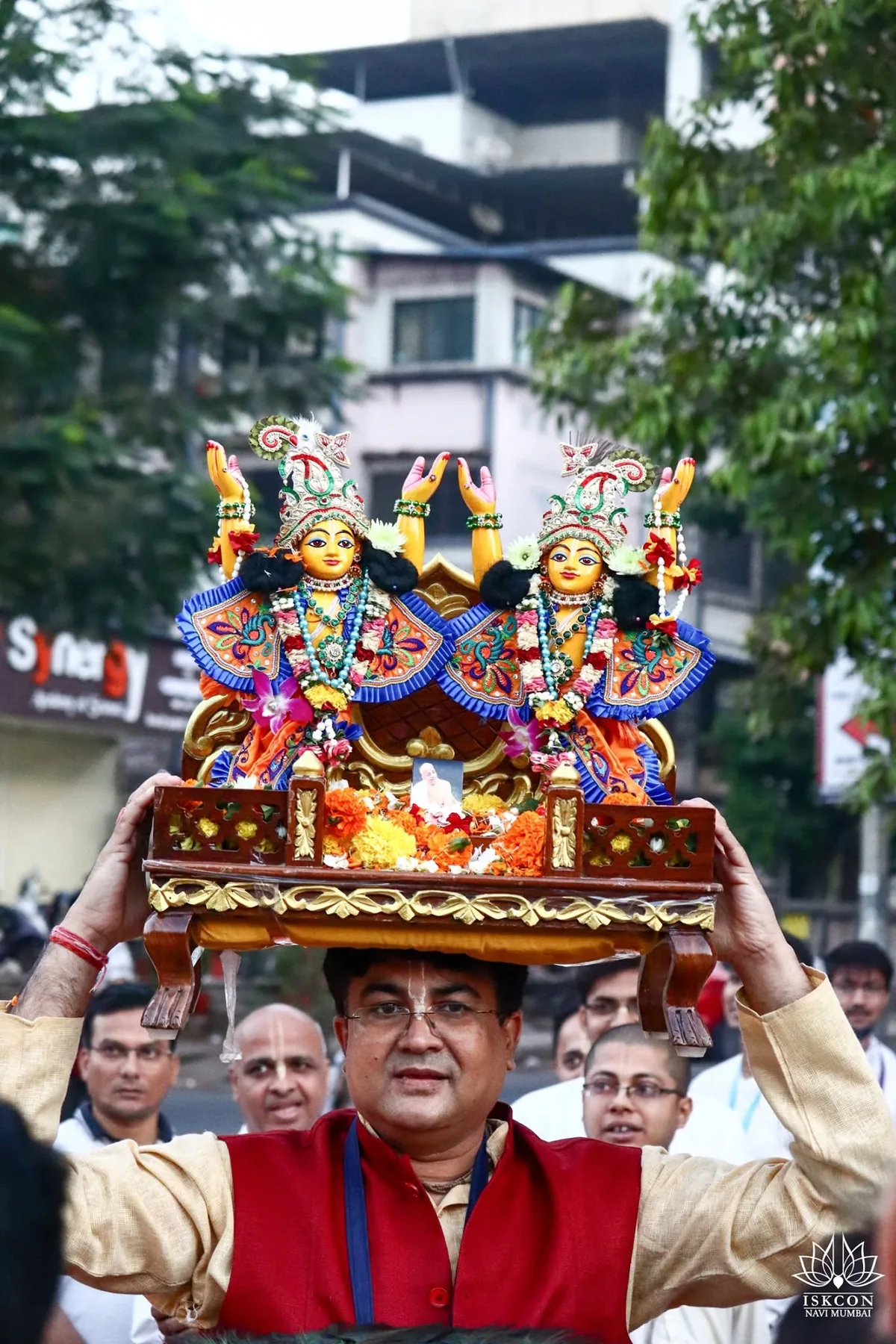 Carrying Sri Sri Gaura-Nitai through the streets of Kharghar
